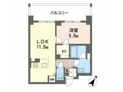 リビエナ グラン 新梅田(1LDK/7階)の間取り写真