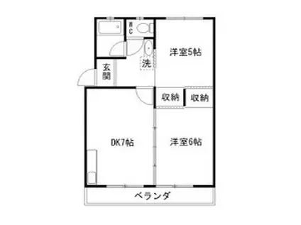 スカイハイツ(2DK/2階)の間取り写真