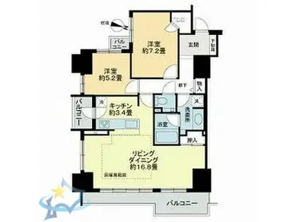 シティハウス札幌大通東(2LDK/15階)の間取り写真