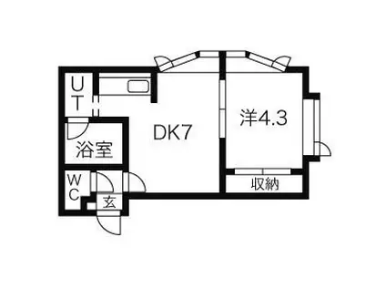 エクセル北円山(1DK/2階)の間取り写真