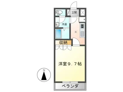 グリーンヒルズ A B(1K/2階)の間取り写真