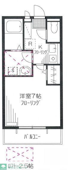 サンパークフジ(1K/2階)の間取り写真