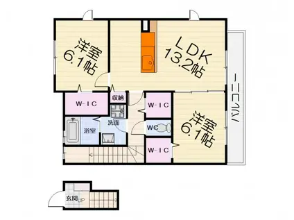 サン・プリエ(2LDK/2階)の間取り写真