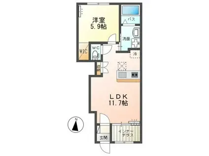 グラン ミツ(1LDK/1階)の間取り写真