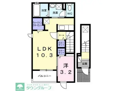 ラ・メール・ソレイユ(1LDK/2階)の間取り写真