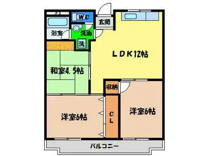 第2 サニーハイツ(3LDK/2階)の間取り写真
