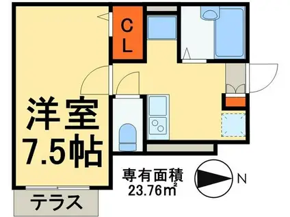 カーサ梅田(1K/1階)の間取り写真