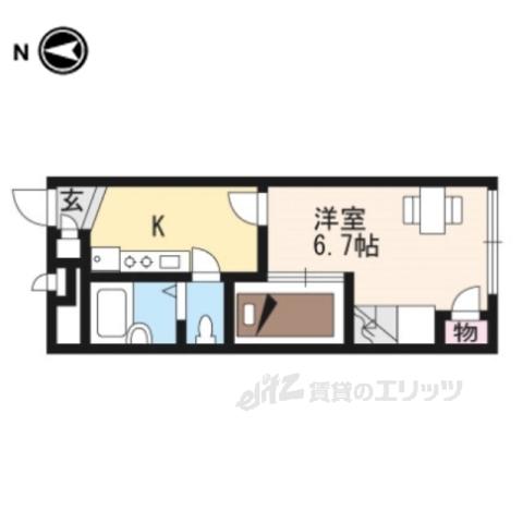 レオパレス二条城北(1K/1階)の間取り写真