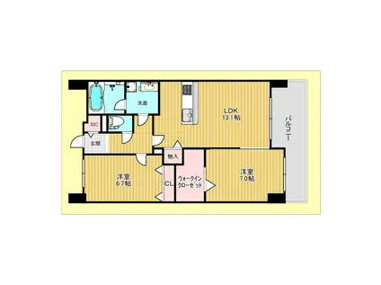 パッセル豊中(2LDK/4階)の間取り写真