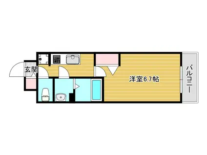 ファステート難波ウエストパーク(1K/9階)の間取り写真