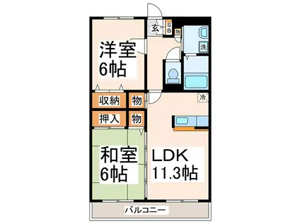 エンゼルシャトーII(2LDK/3階)の間取り写真