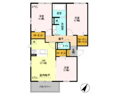 オランジュA(3LDK/3階)の間取り写真