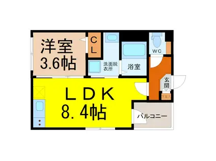 ビビッドかすもり(1LDK/2階)の間取り写真