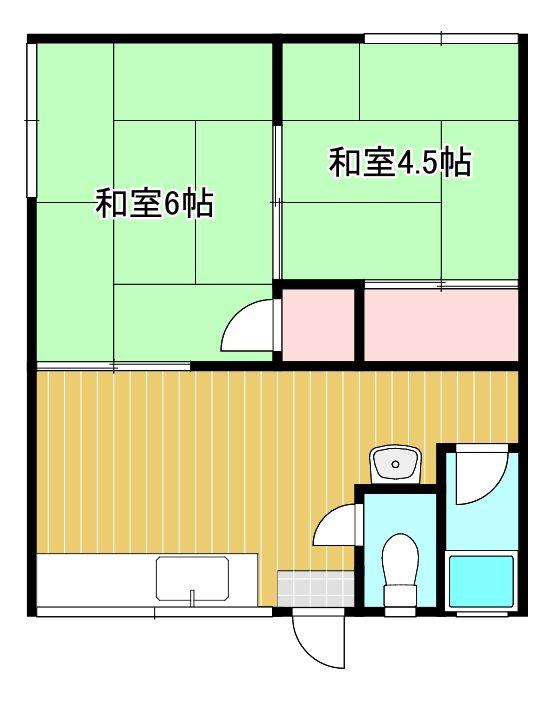 グリーンハイツ(2K/1階)の間取り写真