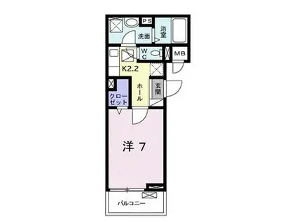 リビエ たま(1K/1階)の間取り写真