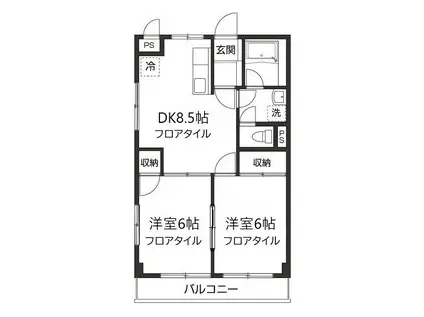 ライムかいぬま(2DK/3階)の間取り写真