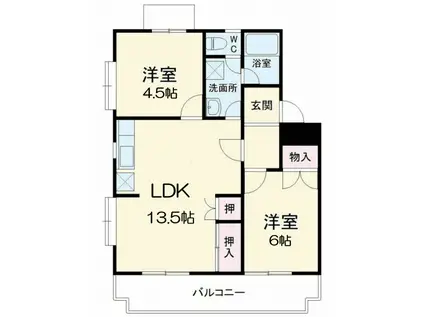 キャッスル葉山(2LDK/2階)の間取り写真