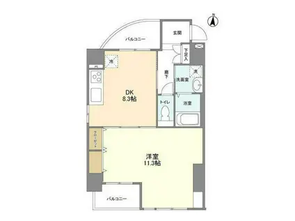 CASSIA錦糸町サウス COURT(1LDK/4階)の間取り写真