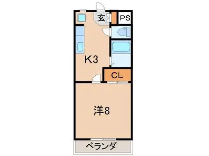 ワールドウィングビル(1K/2階)の間取り写真