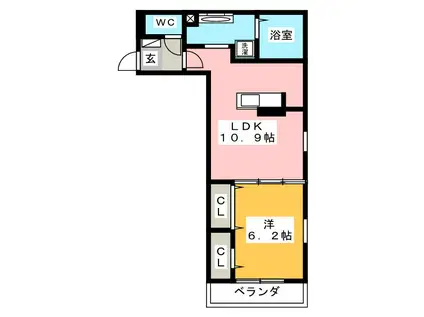 アフレッシュテラス貝塚(1LDK/3階)の間取り写真