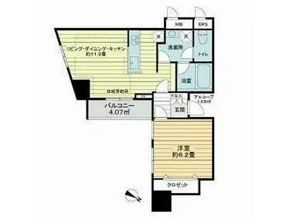 カテリーナ代々木プレイス(1LDK/2階)の間取り写真