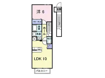 メリオルカザA(1LDK/2階)の間取り写真