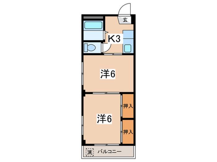 相模原ヴィレッジ(2K/3階)の間取り写真