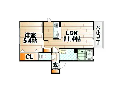 ディアコート(1LDK/2階)の間取り写真