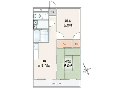 岩田マンション(2DK/3階)の間取り写真