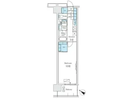 ゆりかもめ りんかい線 アクセス可 駅10分 1K (1K/8階)の間取り写真