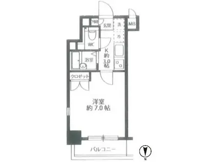 ベルガーデン常盤台(1K/2階)の間取り写真