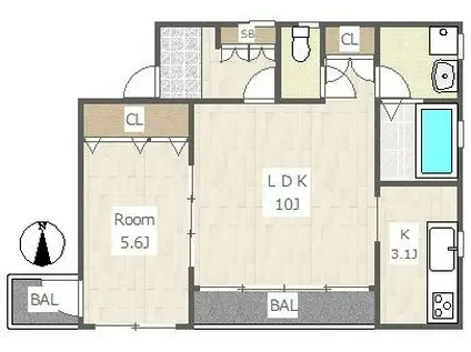 アーバニティちとふな(1LDK/2階)の間取り写真