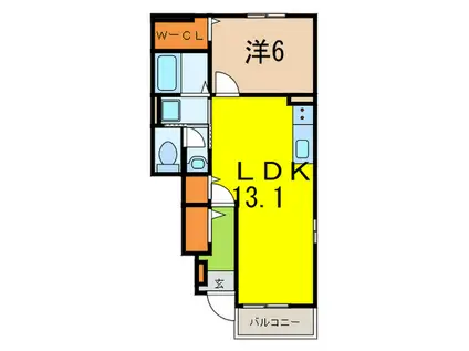 パルテール A(1LDK/1階)の間取り写真