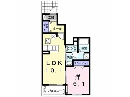ミルキーウェイ I(1LDK/1階)の間取り写真
