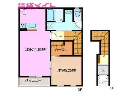 リーブルファイン南福崎(1LDK/2階)の間取り写真