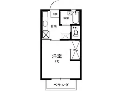 鯉アパート(1DK/2階)の間取り写真