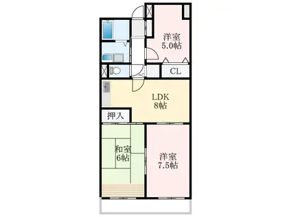 グランドハイツ杉田II(3LDK/3階)の間取り写真
