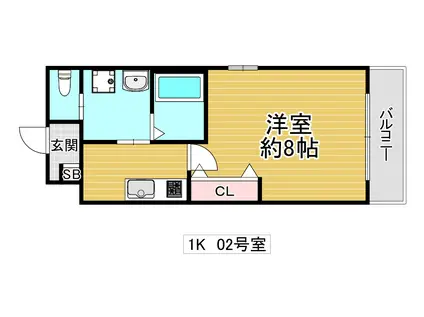 リアコート高井田中央 ウエスト(1K/1階)の間取り写真