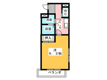 アール利平治・東旭が丘(1K/2階)の間取り写真