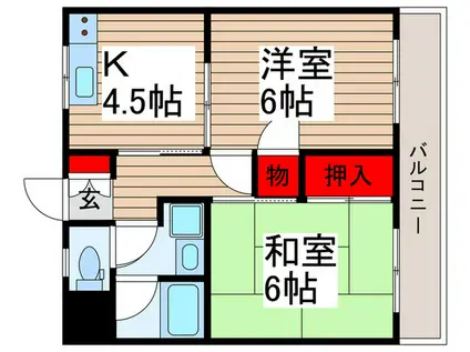 エバーグリーン菊香(2K/2階)の間取り写真