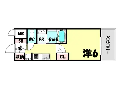 エステムコート神戸大倉山公園(1K/4階)の間取り写真