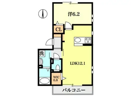 GLYCINE光が丘イースト(1LDK/2階)の間取り写真