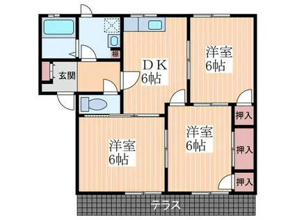 グランドール川手(3DK/1階)の間取り写真