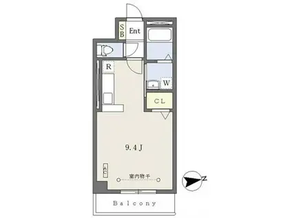 クレベール(ワンルーム/3階)の間取り写真