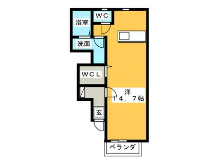 プリムローズ(ワンルーム/1階)の間取り写真