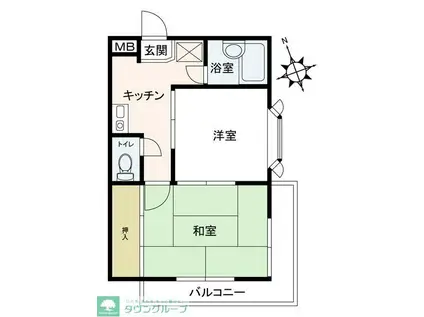 貝塚ハイム(2K/3階)の間取り写真