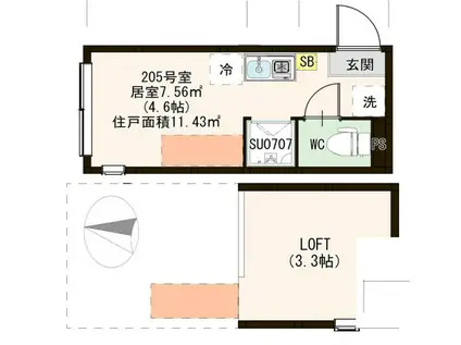 フェアリー東十条(ワンルーム/2階)の間取り写真