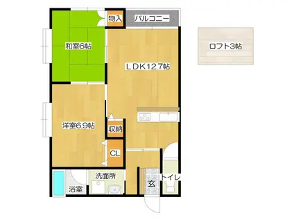 ピュア壱番館(2LDK/2階)の間取り写真