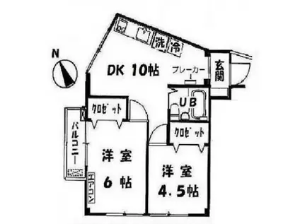 パークサイド北新井(2DK/2階)の間取り写真
