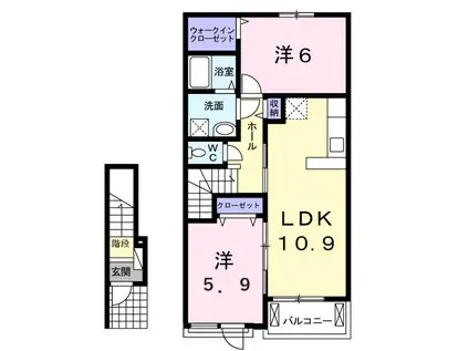 シャルムA(2LDK/2階)の間取り写真
